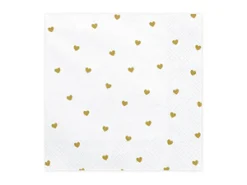 Ystävänpäivä|Lautasliinat>PartyDeco sp. z o.o. sp. k., ul. Kolumba 1, 70-035 Szczecin, www.partydeco.com Suuri lautasliina kultaiset sydämet 33 x 33 cm 20 kpl/pkt