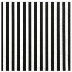 Häät|Häät>PartyDeco sp. z o.o. sp. k., ul. Kolumba 1, 70-035 Szczecin, www.partydeco.com Suuri lautasliina mustavalkoiset raidat 20 kpl/pkt