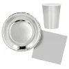 Lautaset|Värikattaus>Boland Party Partners, P. O. Box 518, AK ALPHEN A/D RIJN, https://boland.eu Suuri pahvilautanen hopeanvärinen 23 cm 6 kpl/pkt