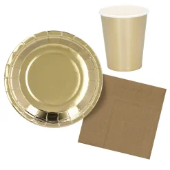 Lautaset|Värikattaus>Boland Party Partners, P. O. Box 518, AK ALPHEN A/D RIJN, https://boland.eu Suuri pahvilautanen kullanvärinen 23 cm 6 kpl/pkt