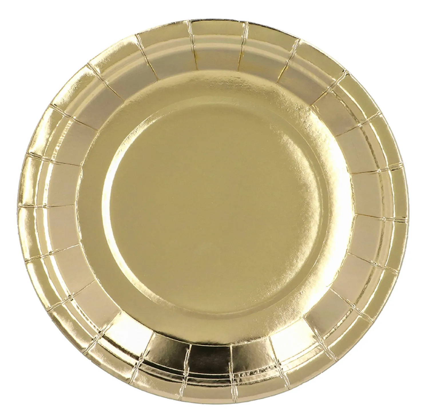 Lautaset|Värikattaus>Boland Party Partners, P. O. Box 518, AK ALPHEN A/D RIJN, https://boland.eu Suuri pahvilautanen kullanvärinen 23 cm 6 kpl/pkt