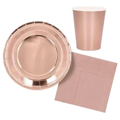 Lautaset|Värikattaus>Boland Party Partners, P. O. Box 518, AK ALPHEN A/D RIJN, https://boland.eu Suuri pahvilautanen ruusukullanvärinen 23 cm 6 kpl/pkt