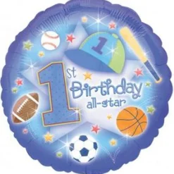 Pienet Foliopallot>Anagram International Inc, 7700 Anagram Drive, MN 55344-7307, USA, http://www.anagramballoons.com/ Syntymäpäivä First Birthday All-Star foliopallo