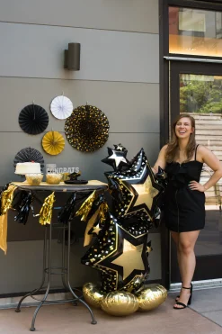 Vappu|20-Luku - Charleston>Anagram International Inc, 7700 Anagram Drive, MN 55344-7307, USA, http://www.anagramballoons.com/ Tähtisade ilmatäytteinen erikoisfoliopallo 149 cm