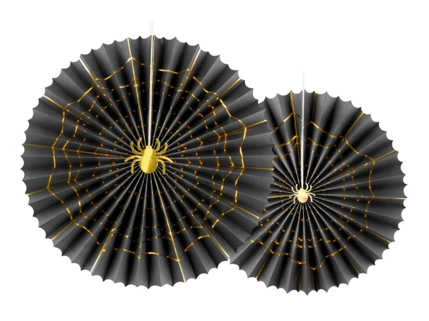 Muut Ripustettavat Koristeet|Halloween>PartyDeco sp. z o.o. sp. k., ul. Kolumba 1, 70-035 Szczecin, www.partydeco.com Trick or Treat hämähäkkiviuhka kulta/musta 2 kpl/pkt