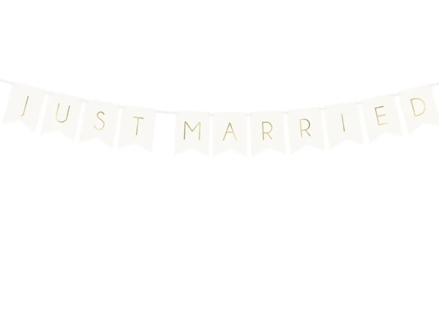 Muut Ripustettavat Koristeet|Viiri- Ja Kirjainnauhat>PartyDeco sp. z o.o. sp. k., ul. Kolumba 1, 70-035 Szczecin, www.partydeco.com Viirinauha Just married valkoinen 15 x 155 cm