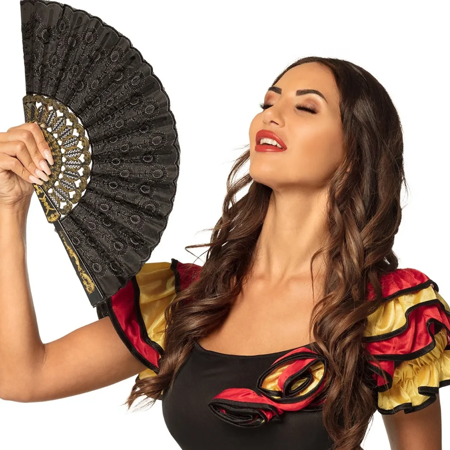 Festarit>Boland Party Partners, P. O. Box 518, AK ALPHEN A/D RIJN, https://boland.eu Viuhka, musta 25cm