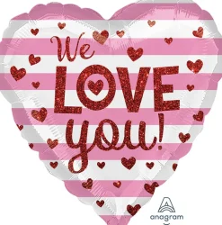 Pienet Foliopallot>Anagram International Inc, 7700 Anagram Drive, MN 55344-7307, USA, http://www.anagramballoons.com/ We love you sydämin foliopallo